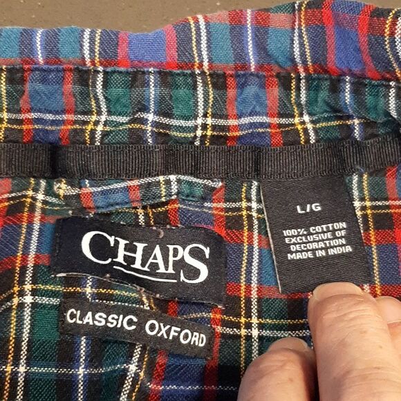 Chaps Classic Oxford Plaid Cotton Button Down Shirt - Picture 4 of 6